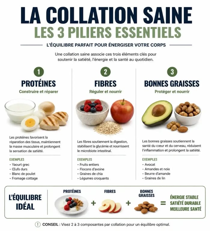 Infographie sur la composition d'un grignotage sain et équilibré