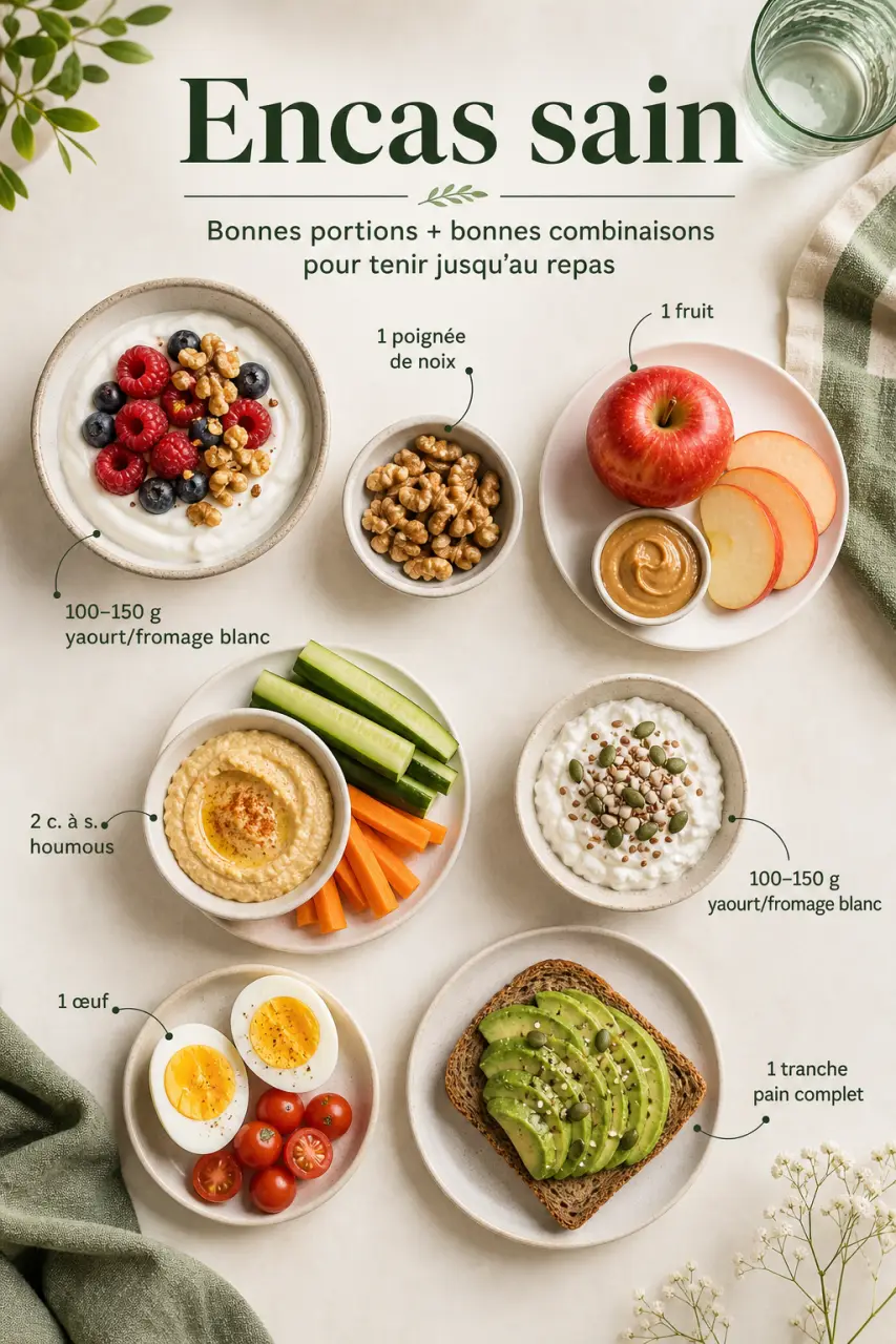 Encas sain : les bonnes portions et les bonnes combinaisons pour tenir jusqu’au repas