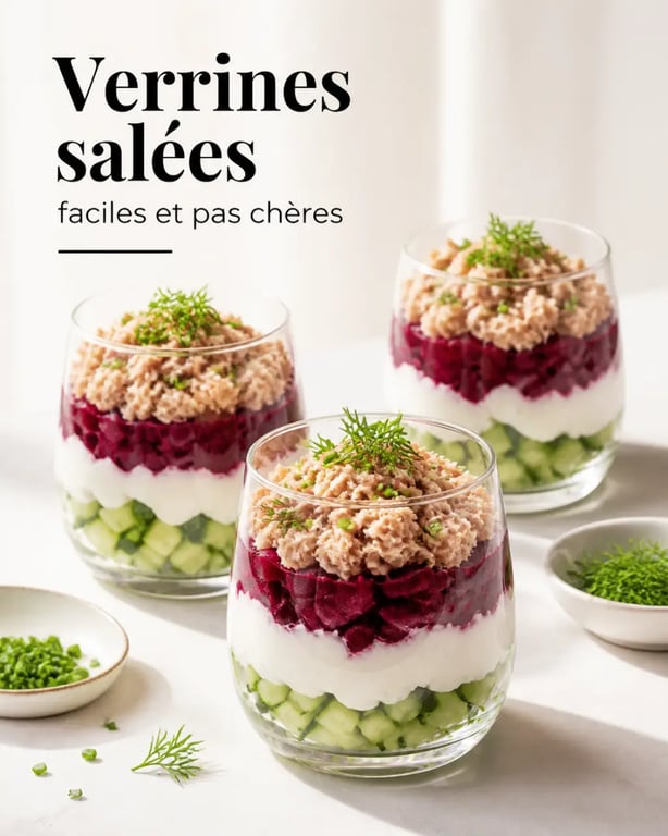 Verrine facile et pas cher salée au concombre, fromage frais et herbes fraîches