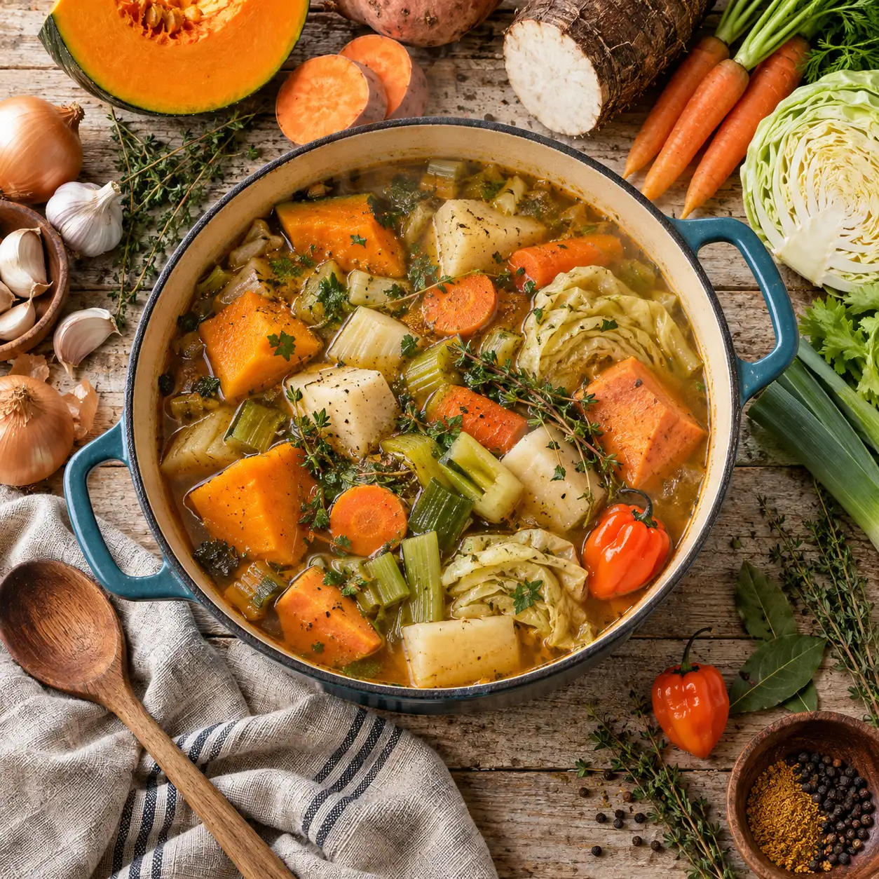 Soupe antillaise : la méthode pour des légumes fondants et un bouillon riche sans mixeur