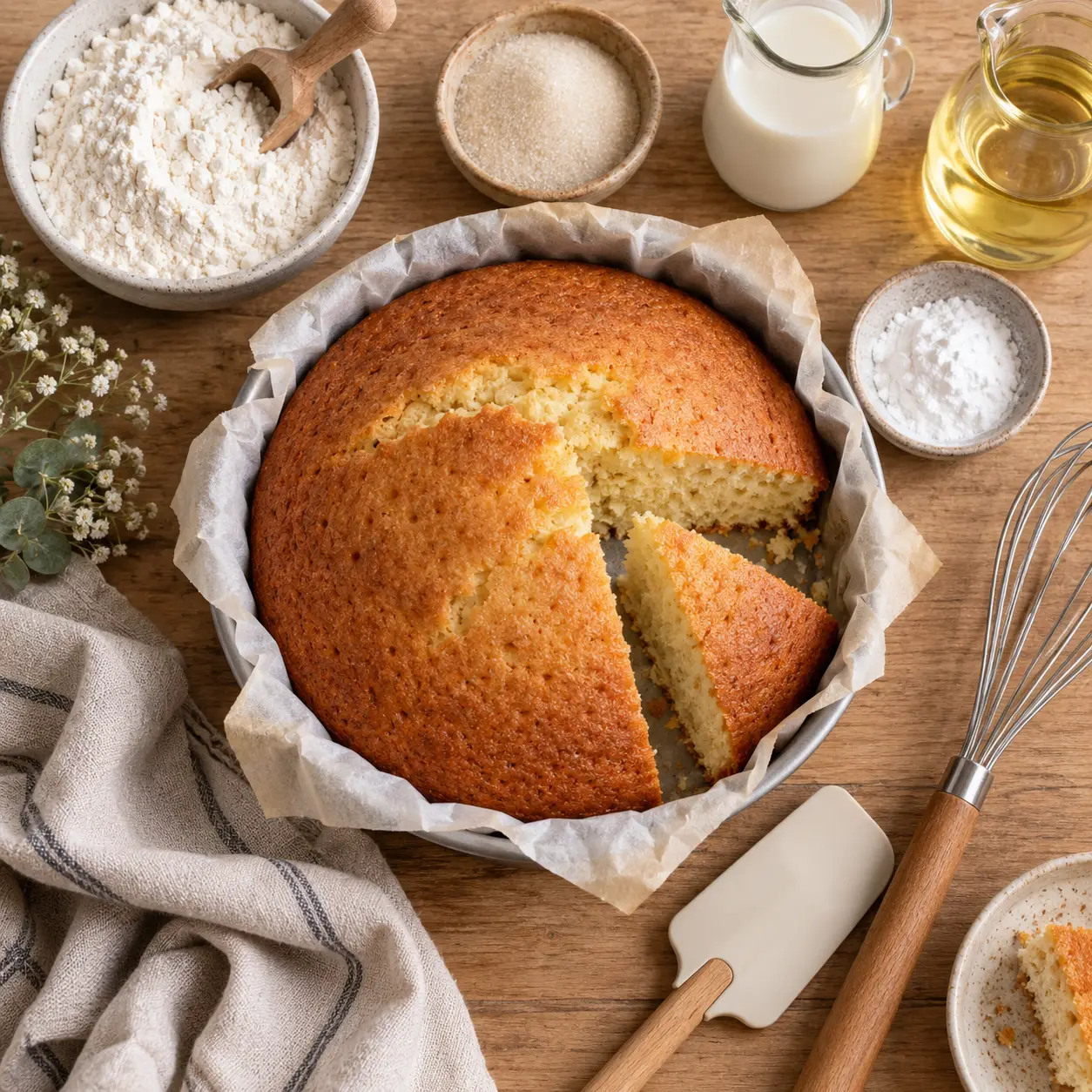 Gâteau sans œuf et sans lait : une base moelleuse qui gonfle à 180 °C