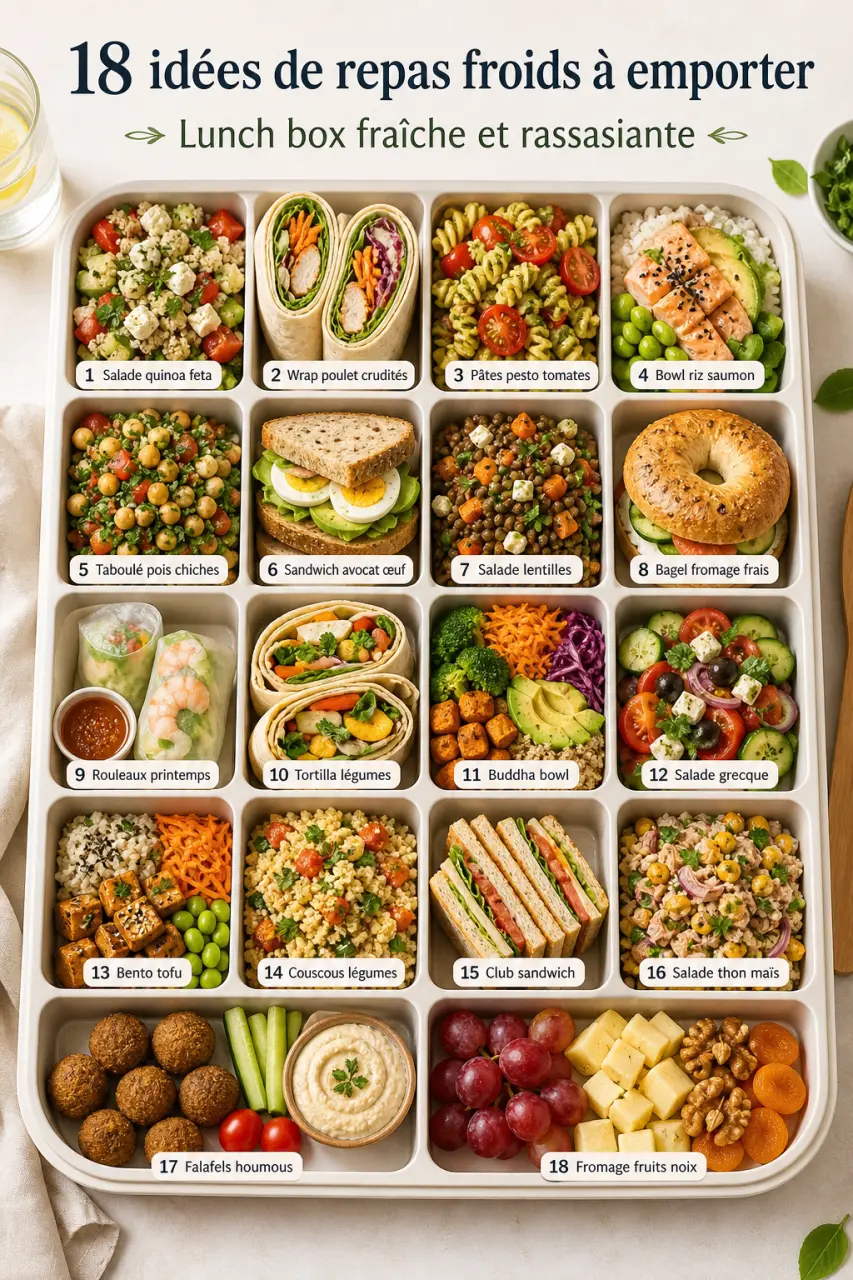 18 idées de repas froids à emporter pour une lunch box fraîche et rassasiante