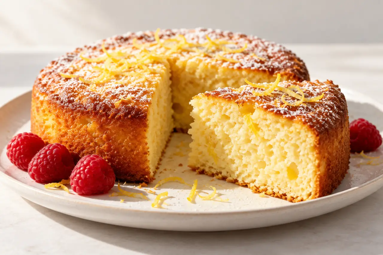 Recette ricotta dessert avec gâteau moelleux au citron et framboises