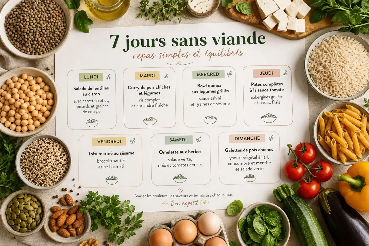7 jours sans viande, avec des repas simples et équilibrés