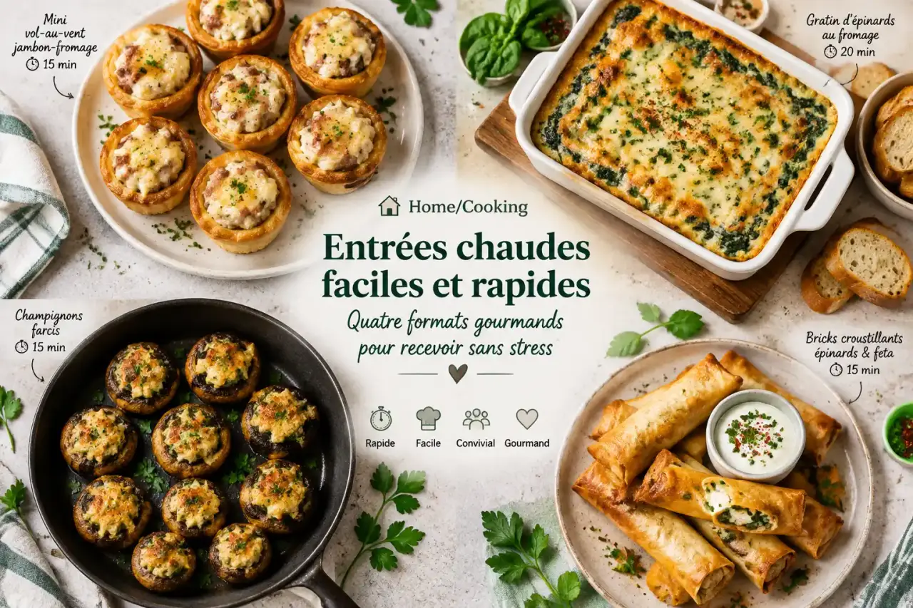 Entrées chaudes faciles et rapides : quatre formats gourmands pour recevoir sans stress