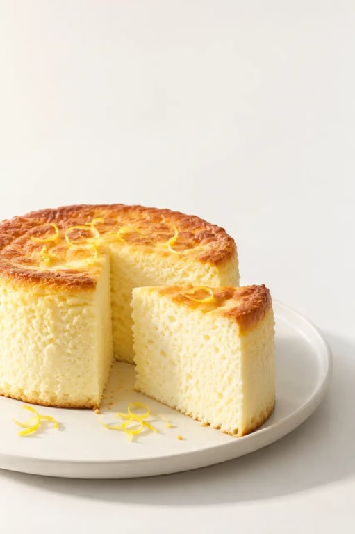 Gâteau fromage blanc léger et moelleux avec une part découpée