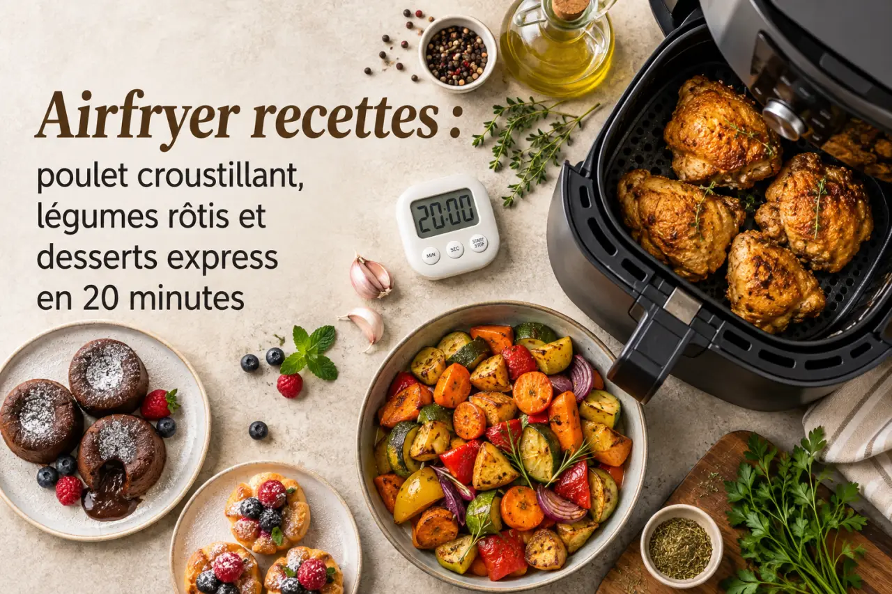 Airfryer recettes : poulet croustillant, légumes rôtis et desserts express en 20 minutes