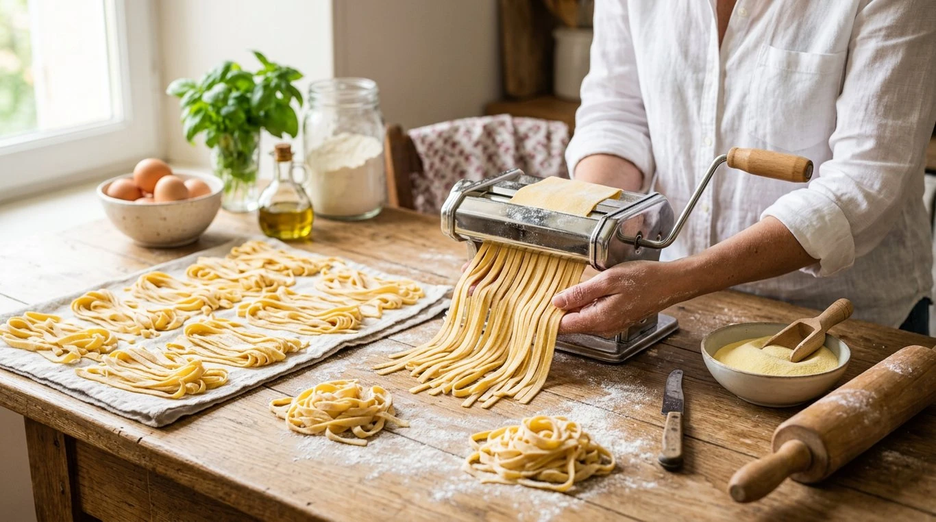 Mains pétrissant une pâte fraîche