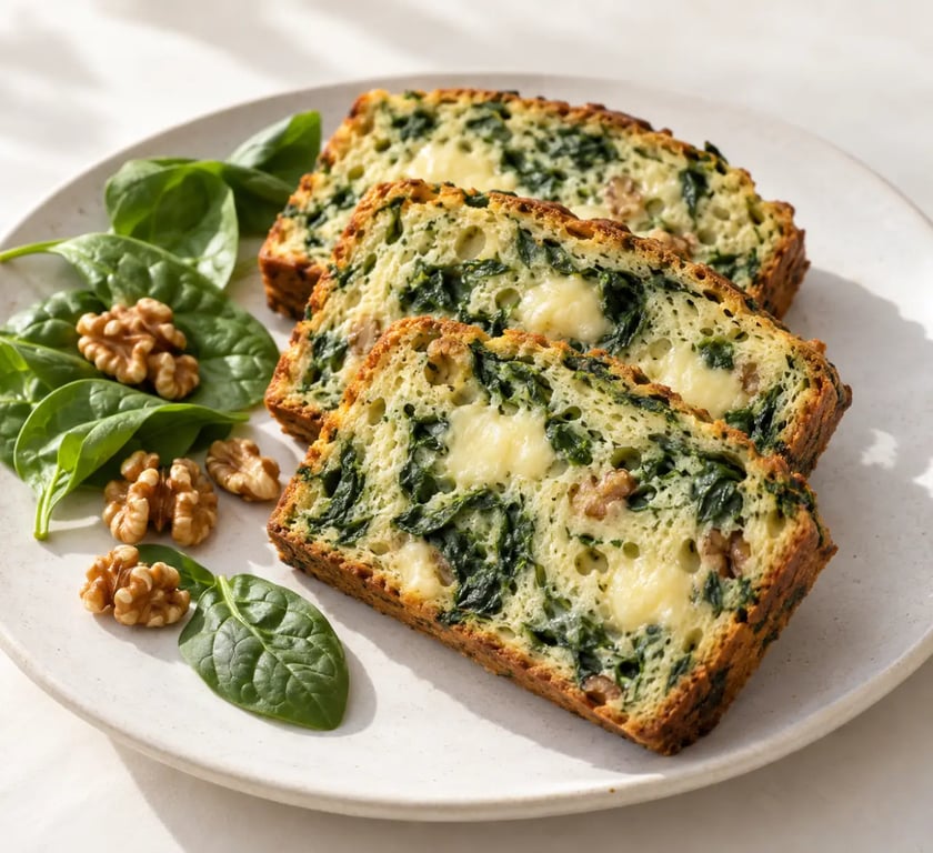 Cake aux épinards moelleux tranché avec fromage