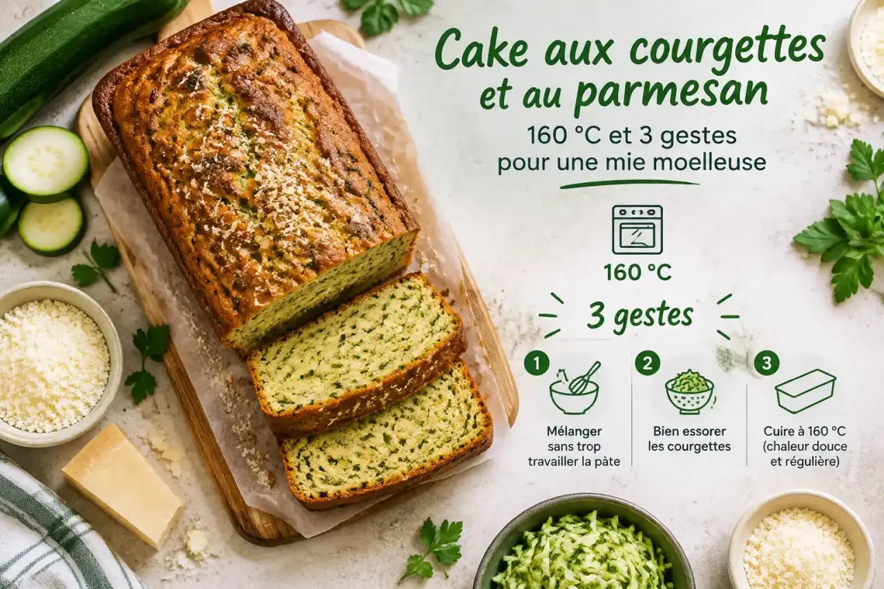 Cake aux courgettes et au parmesan : 160 °C et 3 gestes pour une mie moelleuse