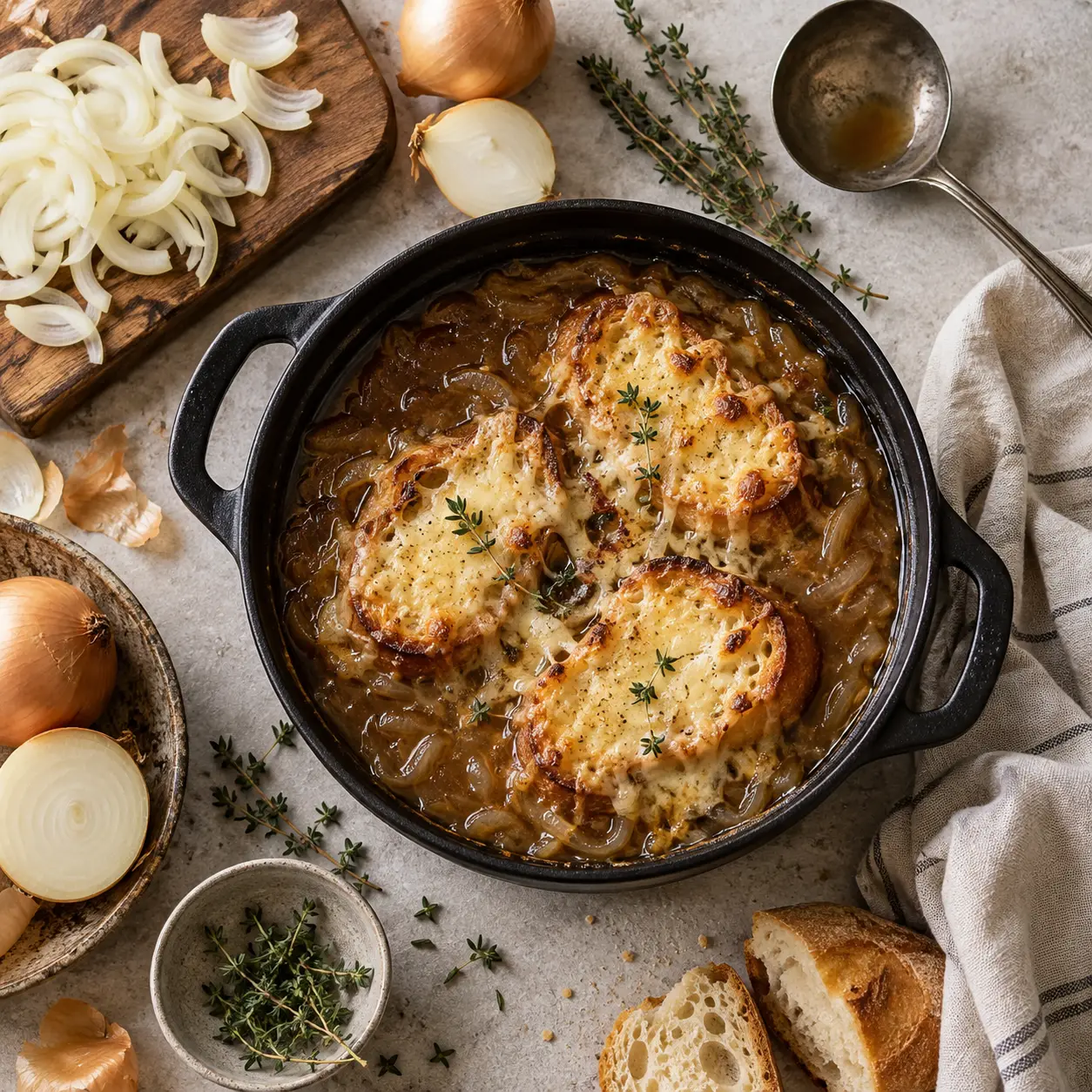 Soupe à l’oignon : la cuisson douce qui évite l’amertume et réussit le gratin