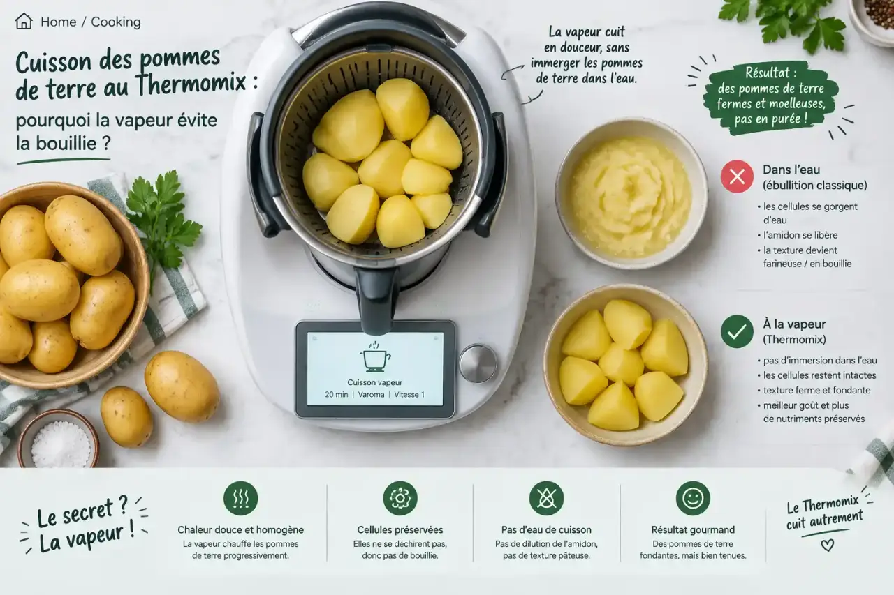 Cuisson des pommes de terre au Thermomix : pourquoi la vapeur évite la bouillie