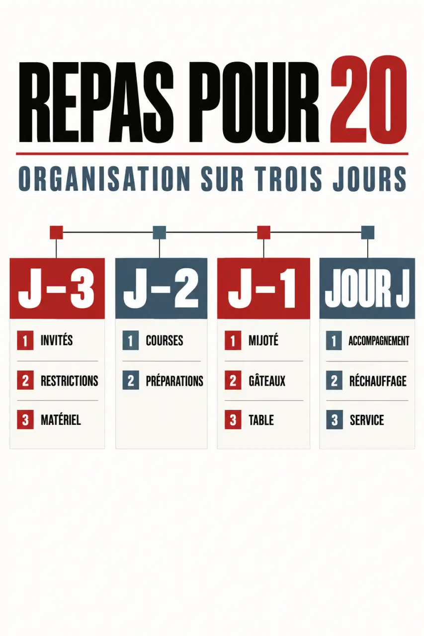 Rétroplanning pour organiser un repas 20 personnes